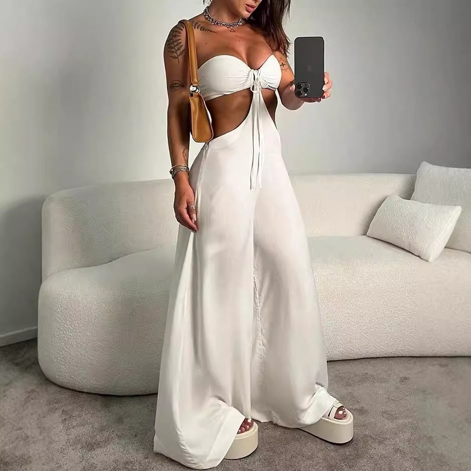 Nouriselle Cut-Out Bandeau Jumpsuit – White Hot Edition