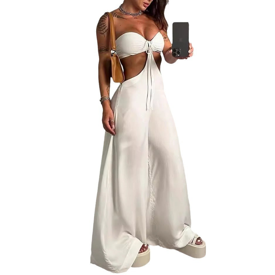 Nouriselle Cut-Out Bandeau Jumpsuit – White Hot Edition